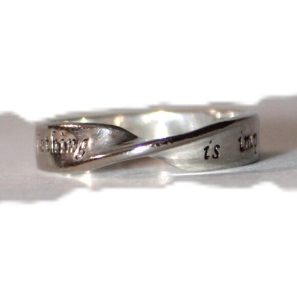 Sterling Silver Inspirational Nothing is Impossible Half Twist Ring - Picture 1 of 7